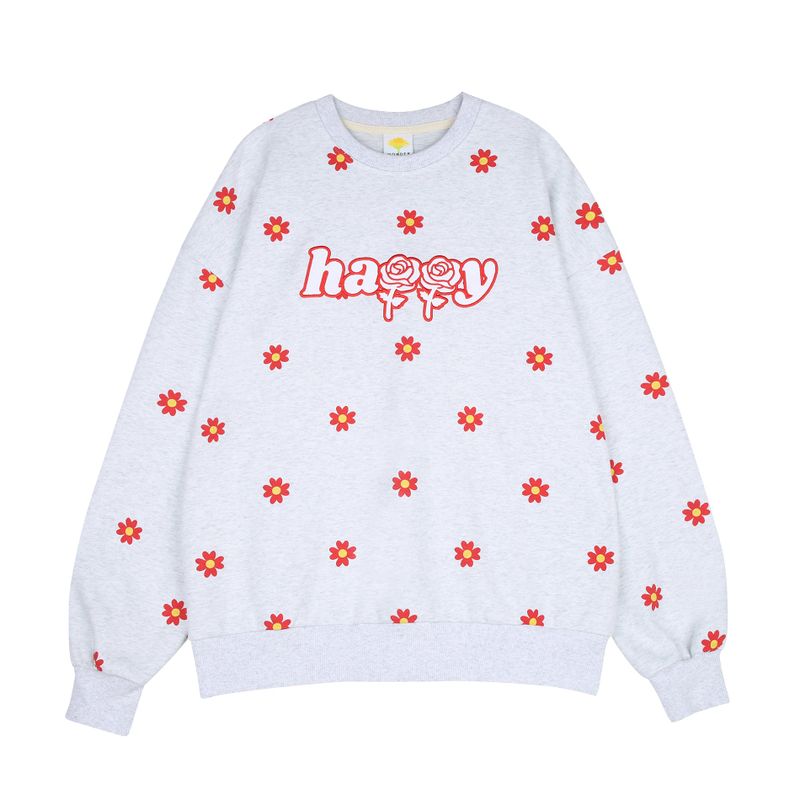 wonder visitor（ワンダービジター）の「Red flower pattern Sweat-shirt [Light grey]（Tops）」