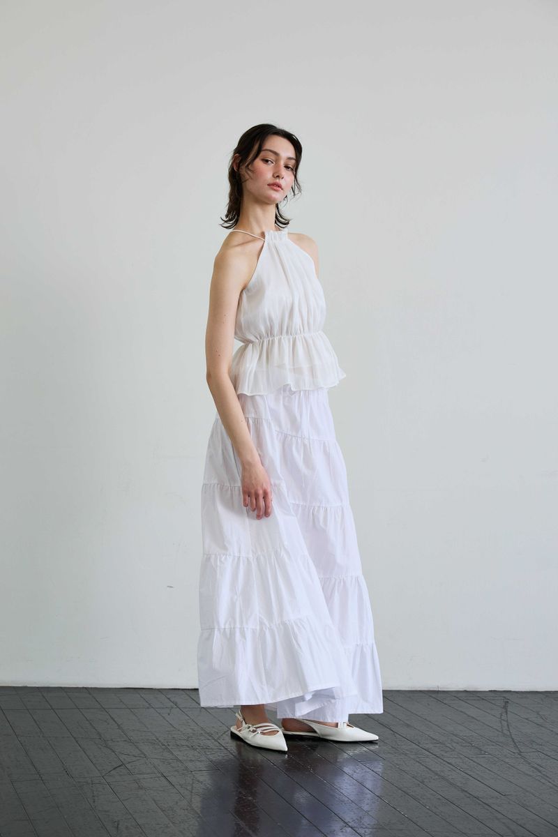 PEARL HALTERNECK TOP / WHITE