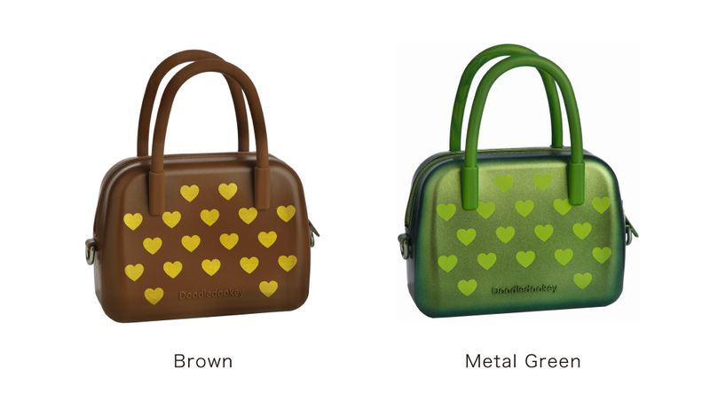 Silicone Heart Bag Metal Green