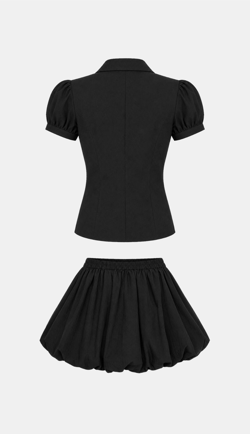 Neris Button Blouse Skirt Set