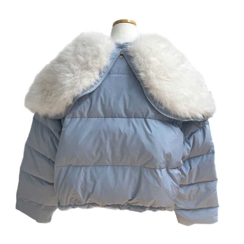 Ice Bloom Fur-Collar Duck Down Short Puffer