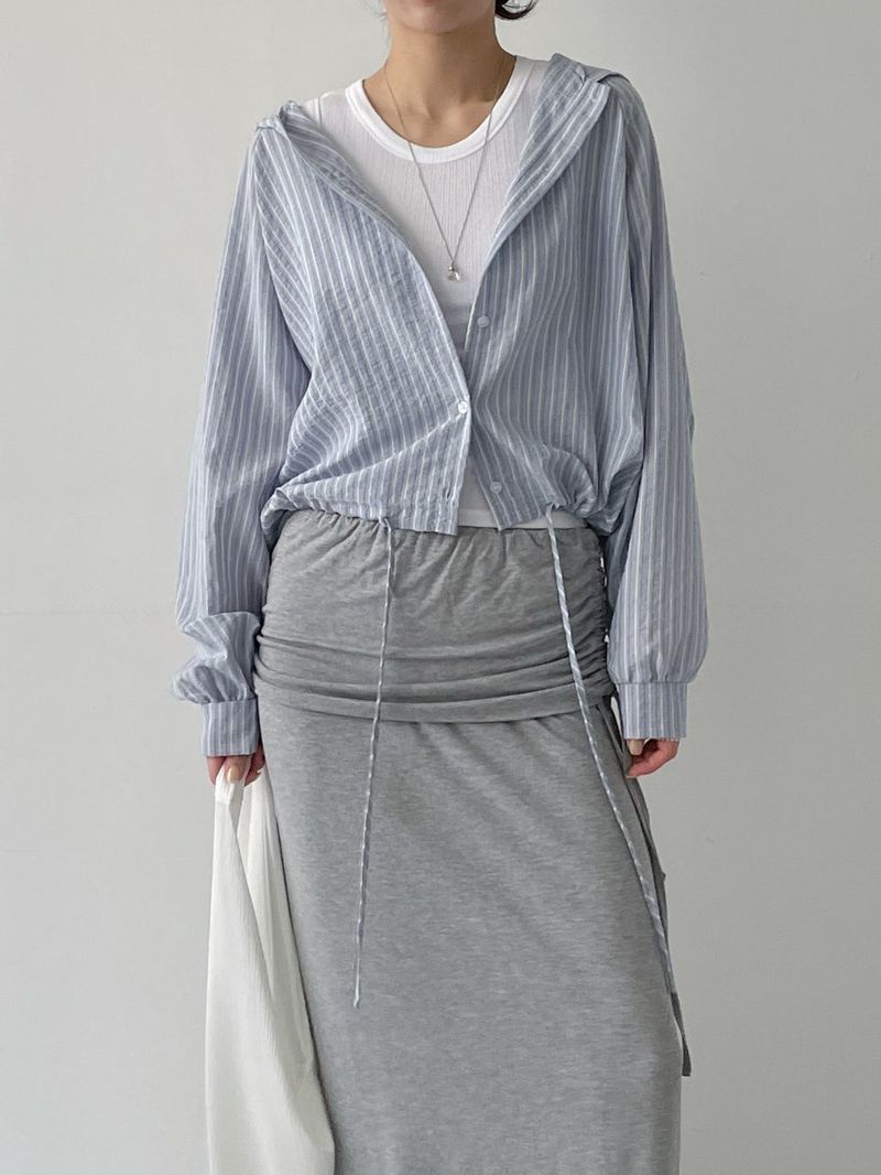 Shirred Layered Long Skirt