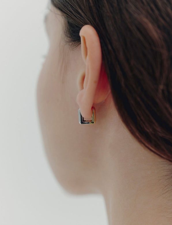 26SS★ Volume Square (C) One-Touch Earrings