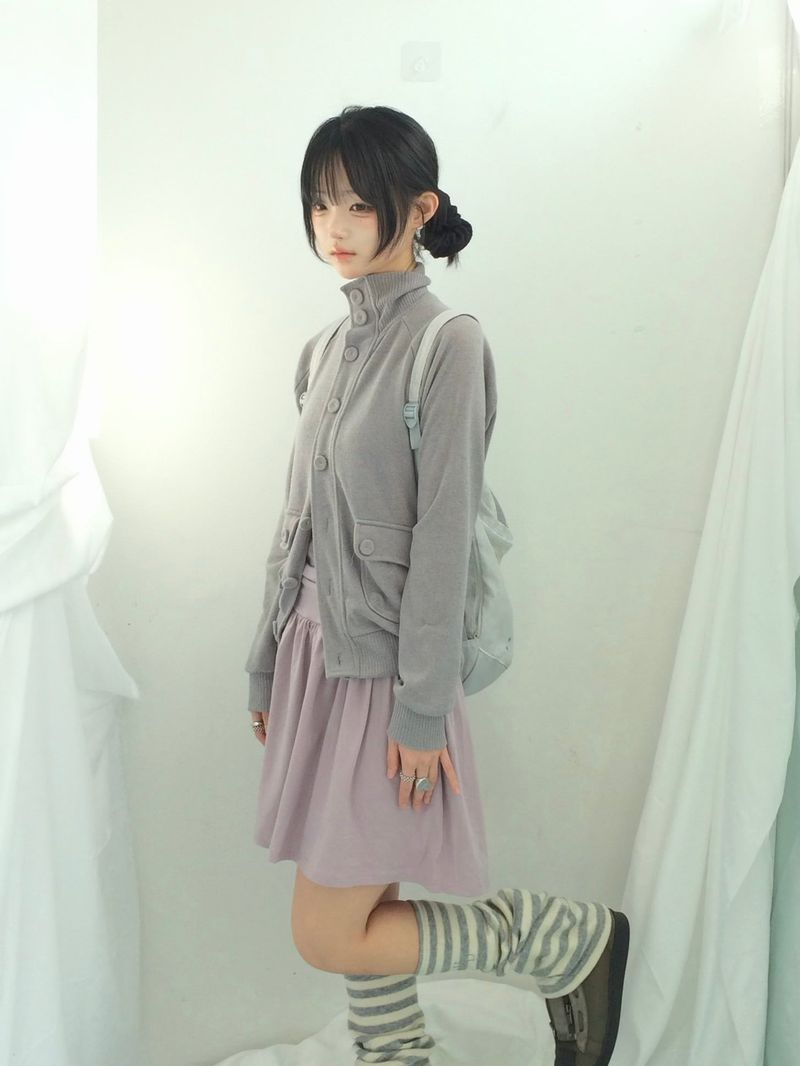 Shirring Flared Dress