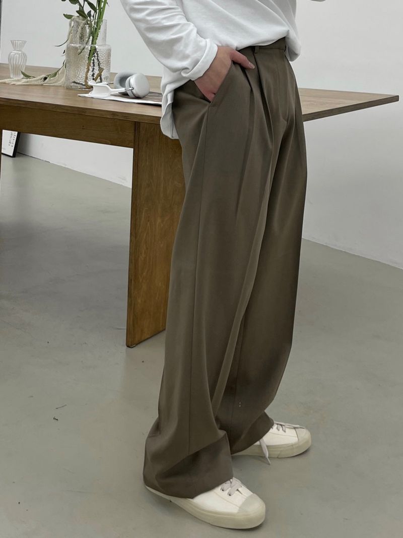 ABLE TWO TUCK WIDE SLACKS(5COLOR)