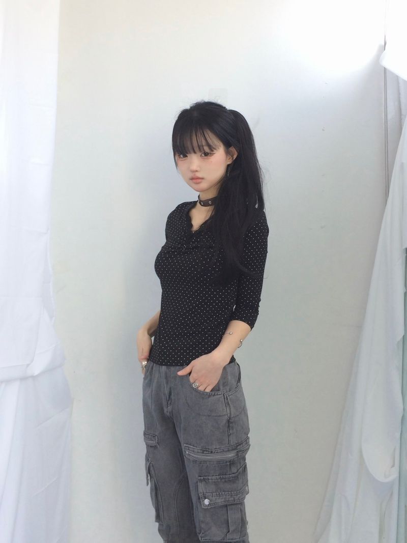 Pocket-line zipper bootcut pants