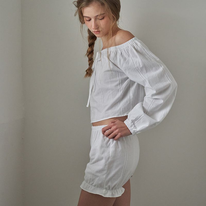 Mellow Cotton Bloomer Shorts_White