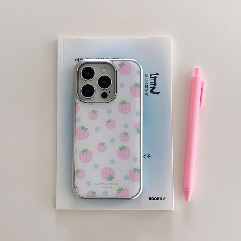 DOT STRAWBERRY SILVER EPOXY CASE