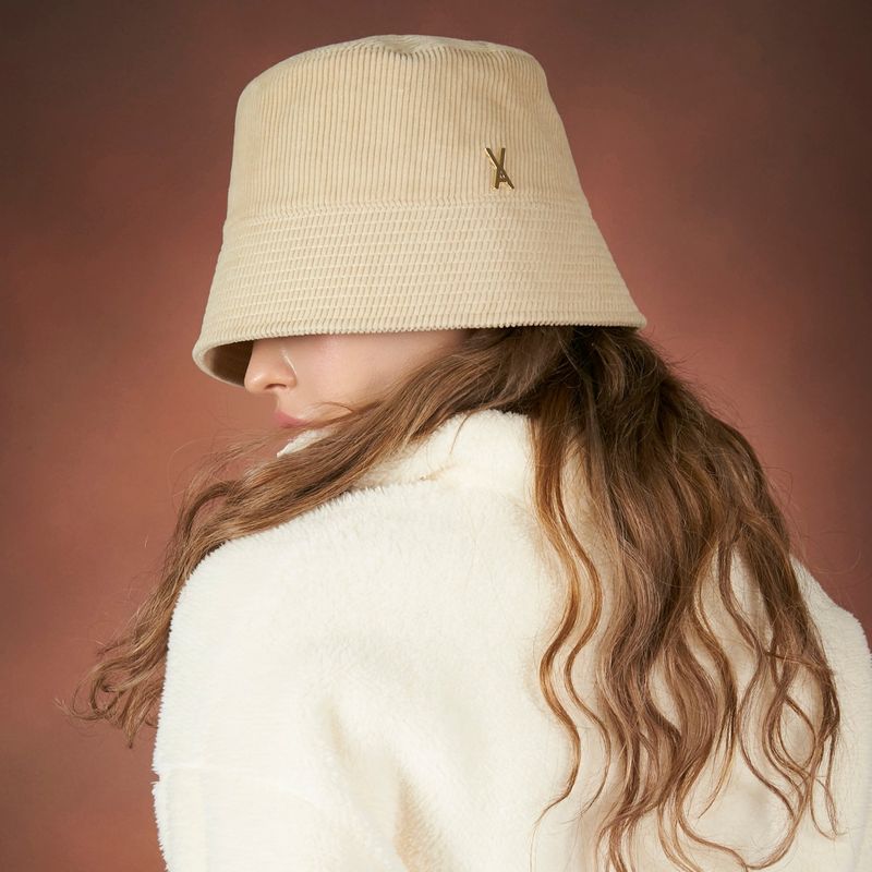 Corduroy stud drop bucket hat