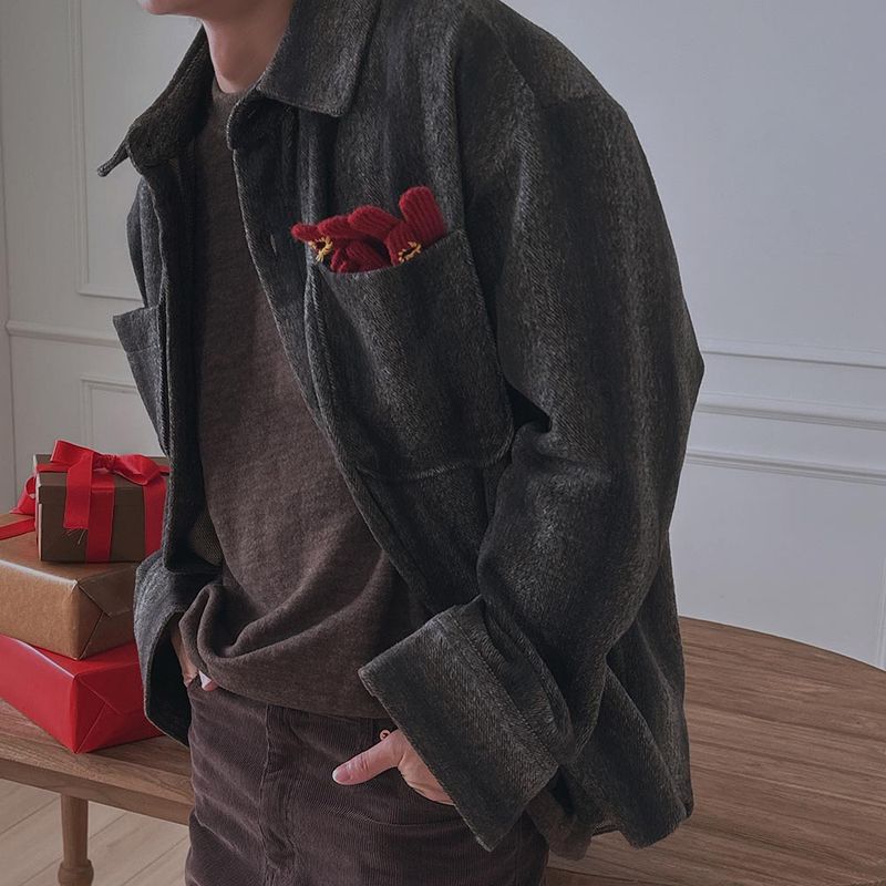 ASCLO Stripe Wool Shirt Jacket (2color)