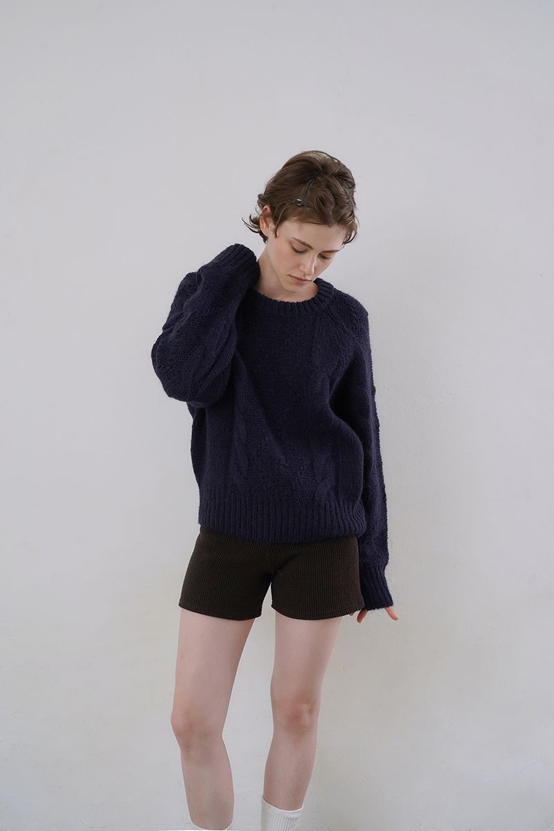 Ribbed knit shorts_brown