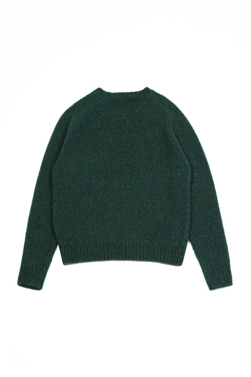 Lettering Shaggy dog Wool Knit [Deepgreen]