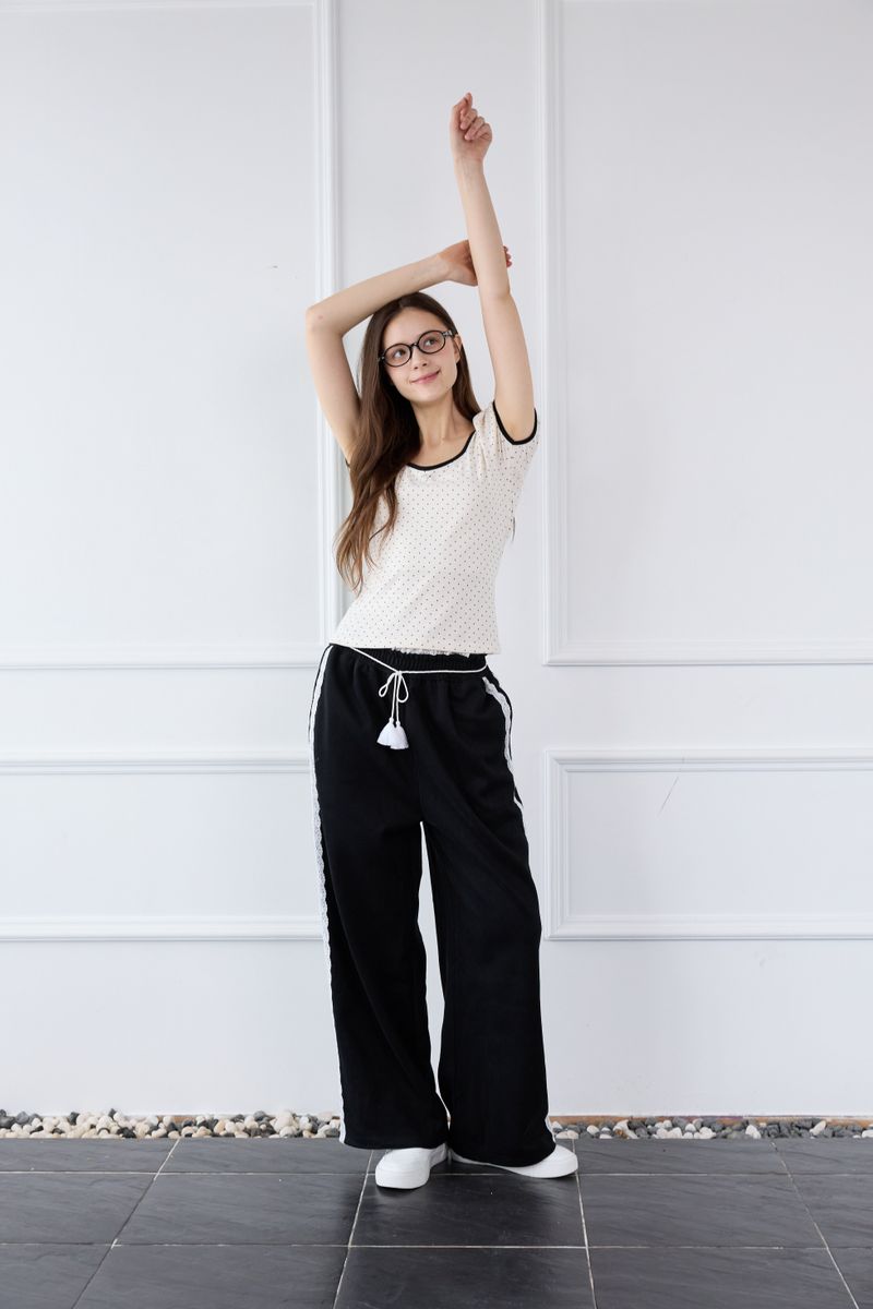 DOTTY RIBBON SHIRRING T-SHIRT