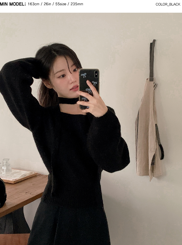 PV One Shoulder Knit + Tie Set (6color)