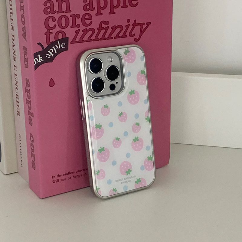 DOT STRAWBERRY SILVER EPOXY CASE