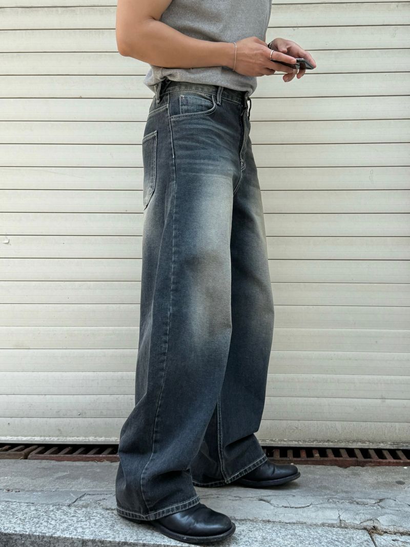 Cove banded wide denim pants