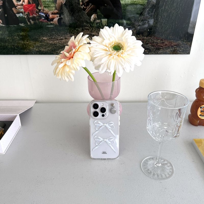 White pearl ribbon jelly hard case (clear)