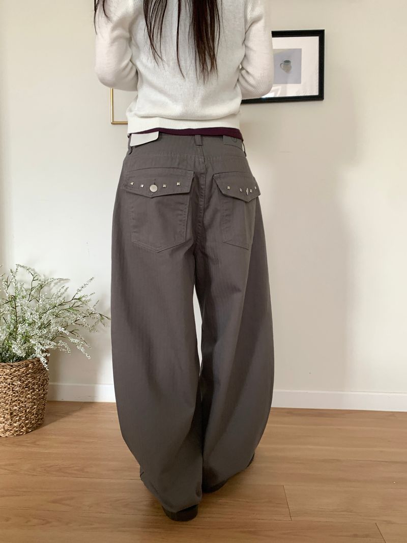 TWILL BACK POCKET STUD PANTS (3C)