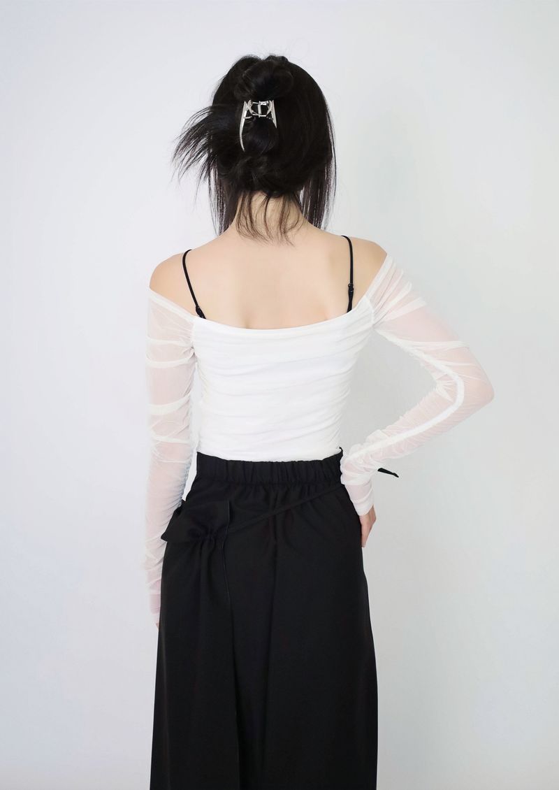 Ara off-Shoulder Mesh Tee