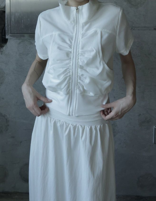Riren Summer Shirred Zip-up