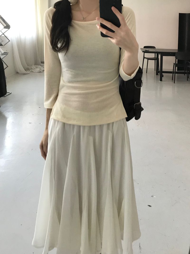 chiffon midi skirt (2color)