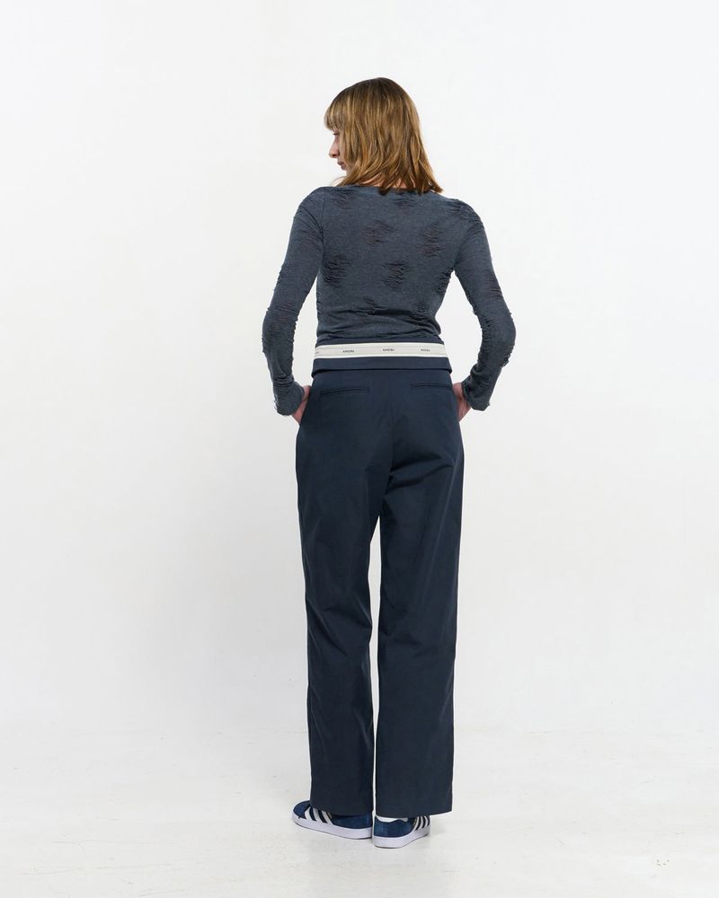 Fold Over Wide Slacks _ NAVY