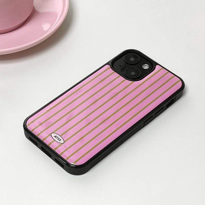 Stripe Epoxy Bumper Case (Pink Khaki)