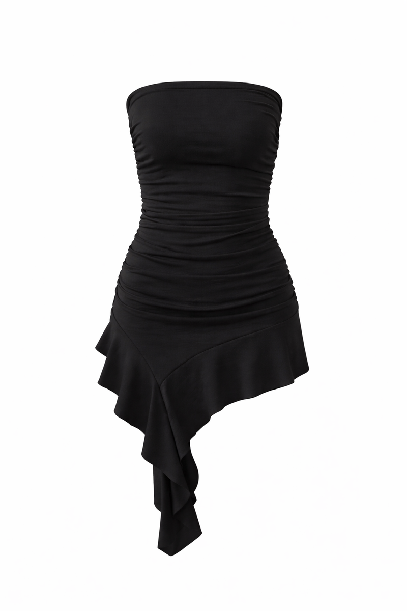 Frill Unbal Mini-dress