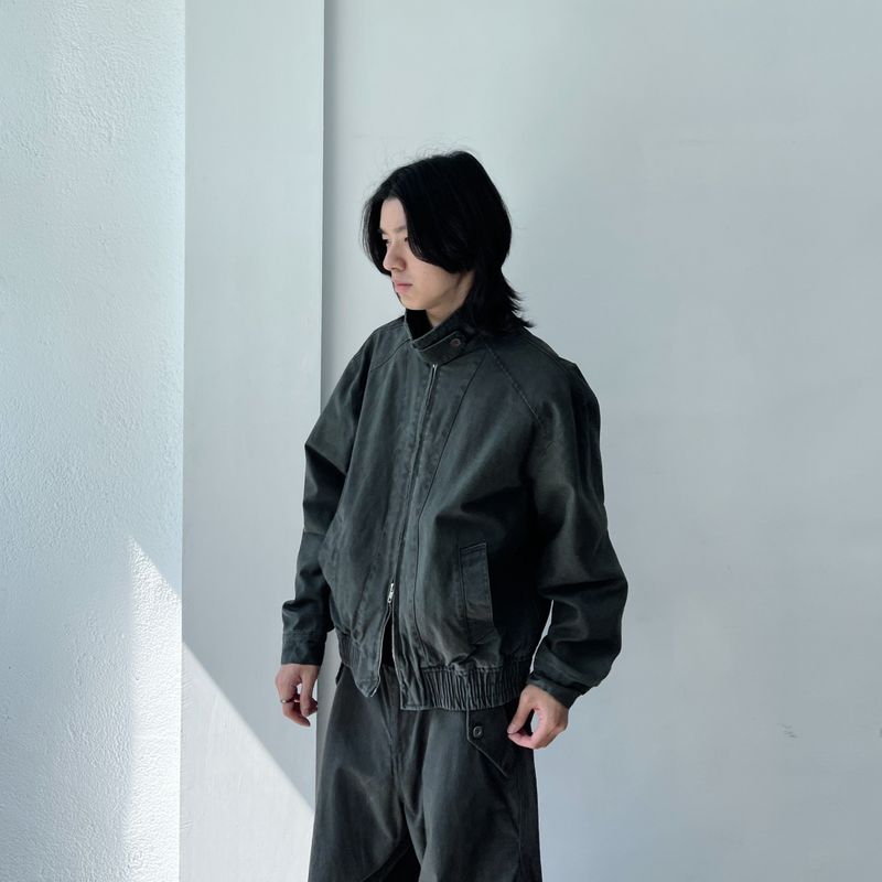 Texture Curved Harrington Jacket