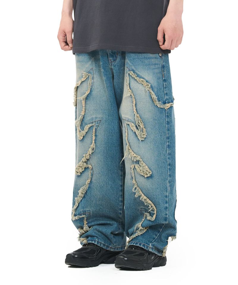 FLAME STAGE PANTS - WASHED BLUE