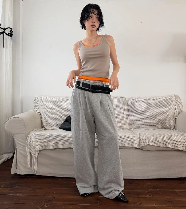 RAW-CUTTING RIVET SWEAT PANTS