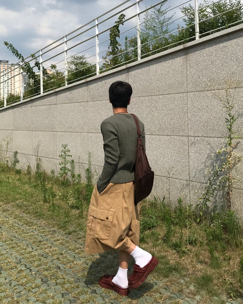 Corduroy Slim Henly Neck Long Sleeve