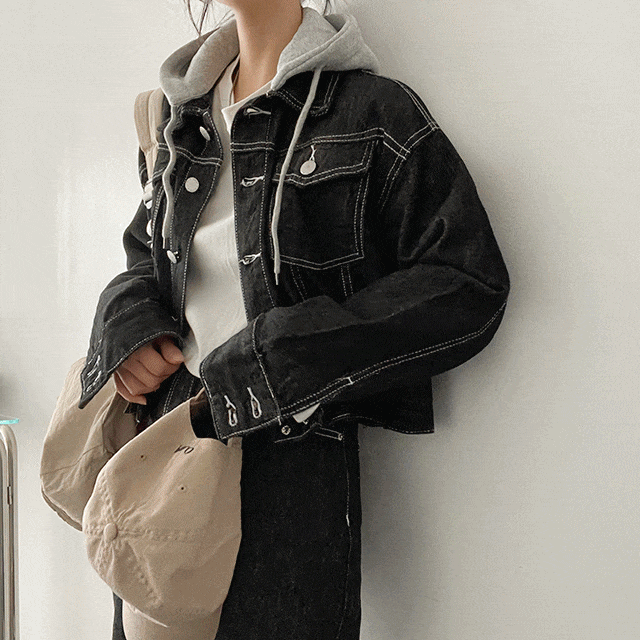 hijjoo（ハイチュー）の「Fleece Stitch Saint Denim Cropped Jacket（Jackets/Outerwear）」