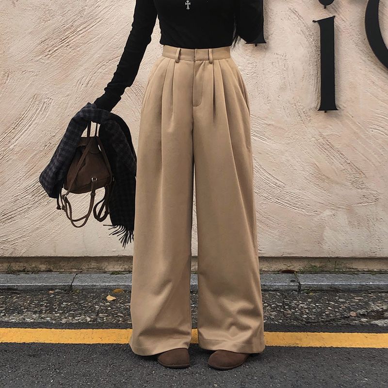 [BELLIDE MADE] DOUBLE-SIDED FLEECE DOUBLE PINTACK WIDE PANTS