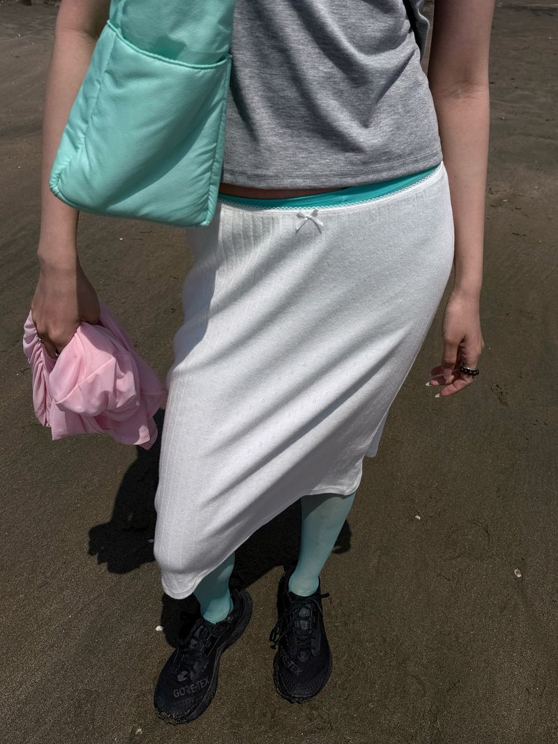 RIB RIBBON MIDI SKIRT