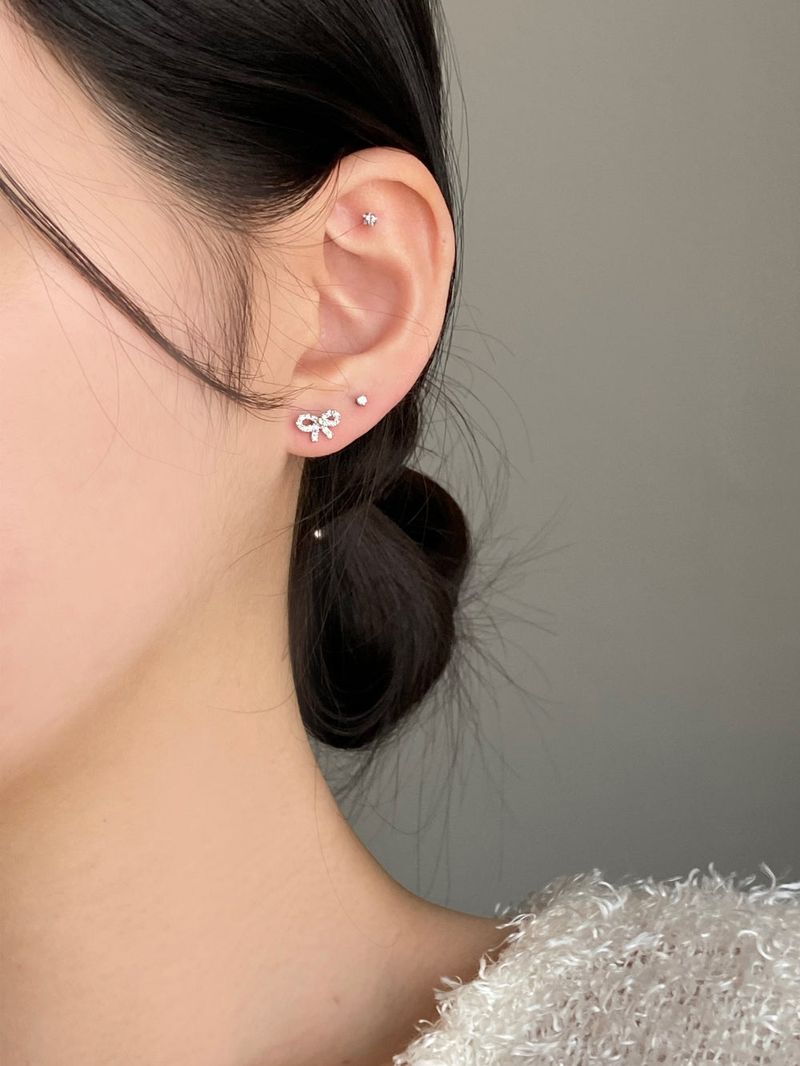 [3 set] round cubic ribbon piercing set 