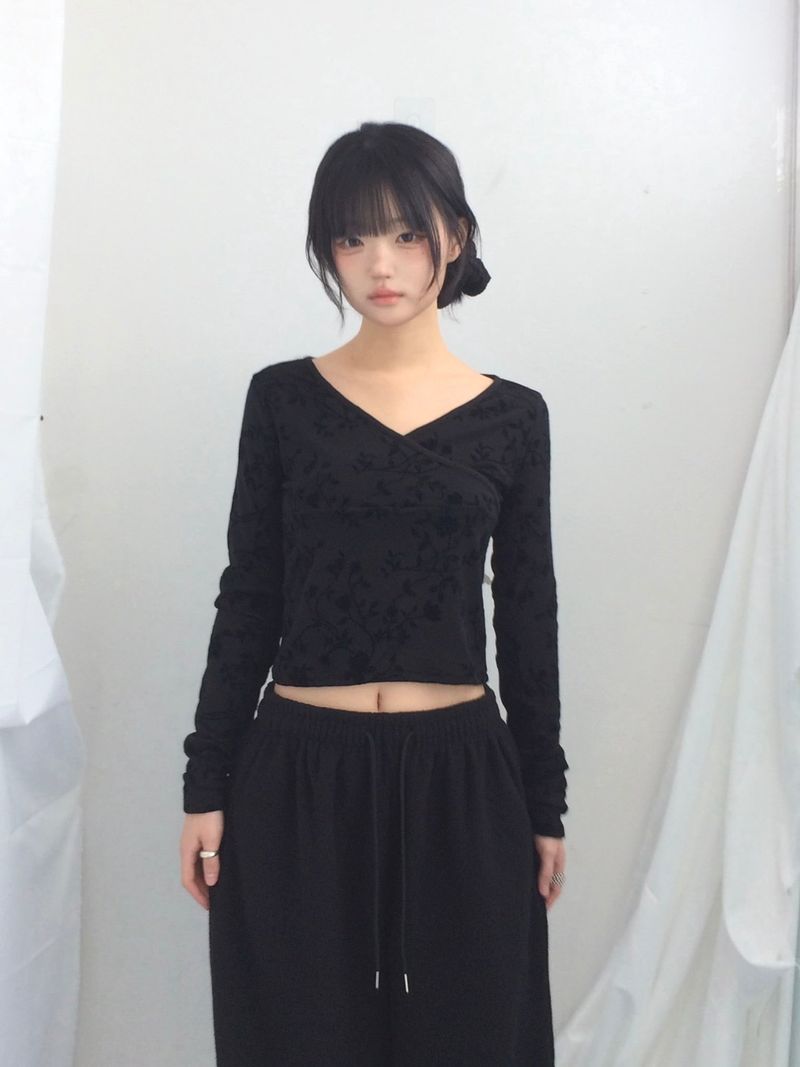 Floral cross-neck top