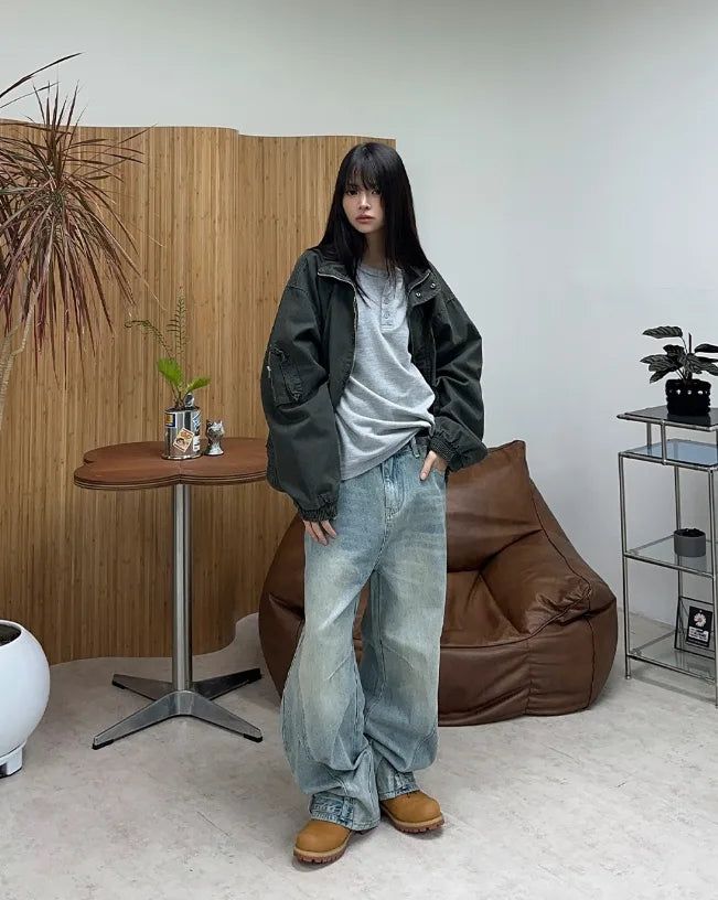 Denz Washed High-Neck Field Jacket