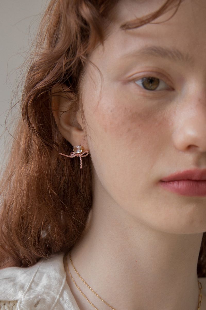 Crystal with ribbon tie earring (3colors)