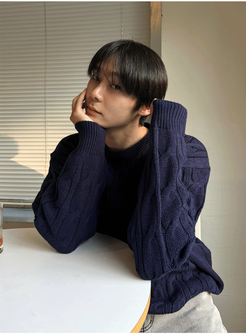 cable cosyharu semi-over knit