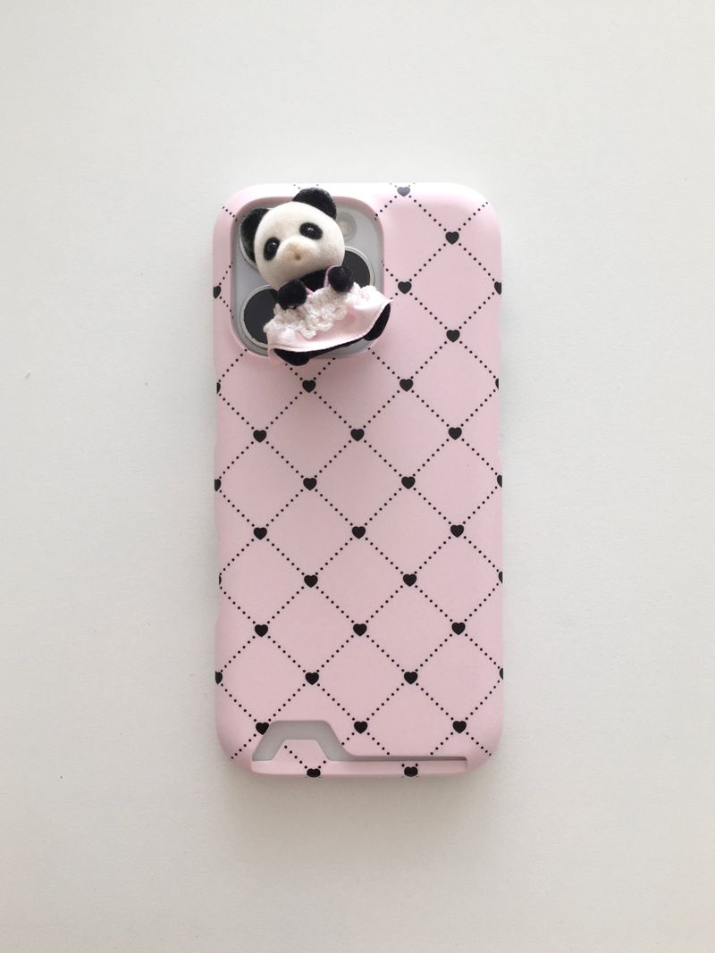 Heart Argyle Card Pocket Case - BLACK