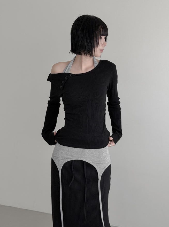 mnem（ムネム）の「If Button One-Shoulder Off-Tee（Tops）」