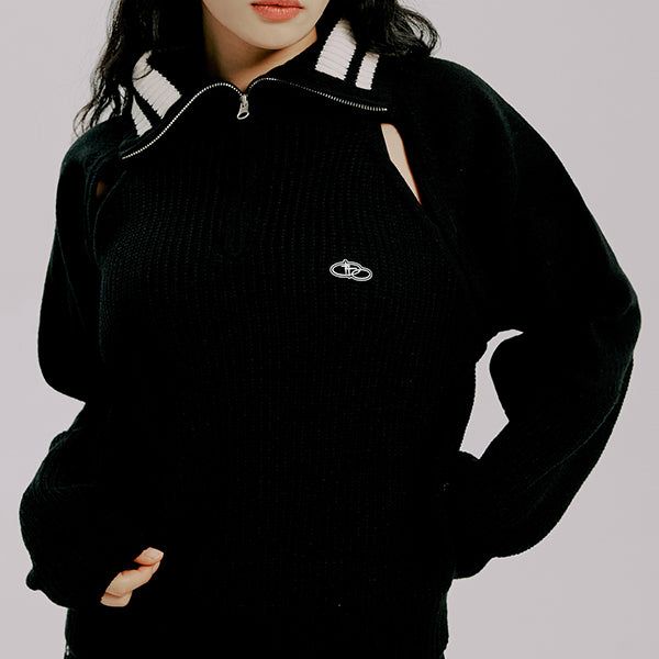 SPORTY LINE KNIT HALF ZIP UP