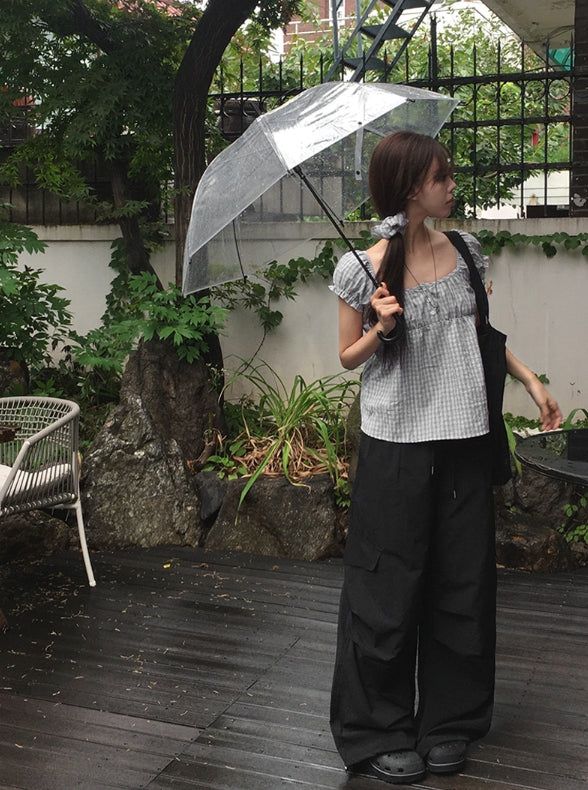 Kero Frill Wide Banding Pintuck Cargo Pants