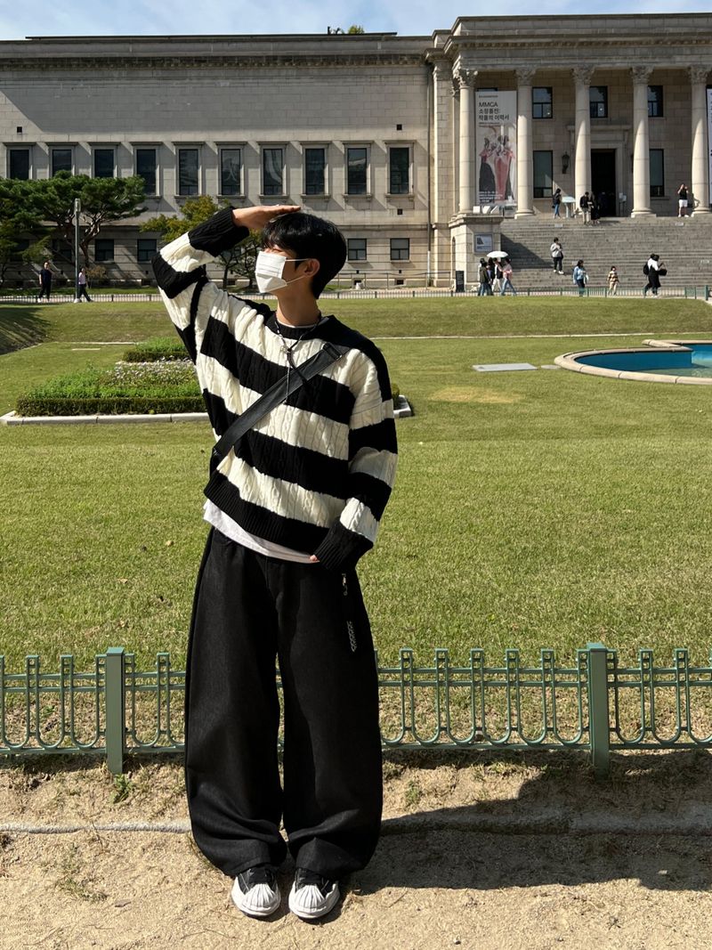 Oversized Striped Cable Knit (4 colors)