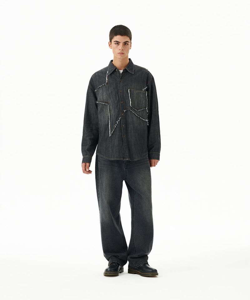 STAR RAW CUT DENIM SHIRT