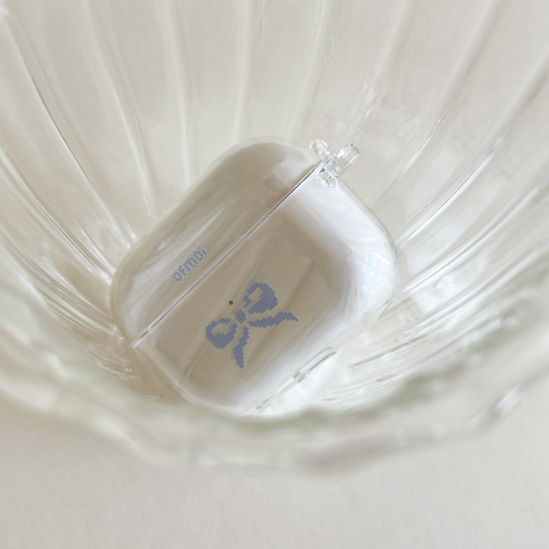 romantic ribbon clear hard airpods case
