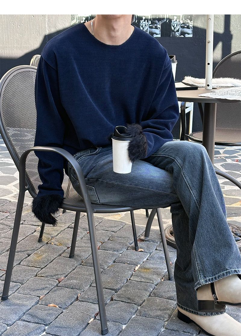 [Unisex] Thin golgi round cutting knit(4color)