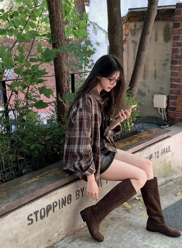 Suede Leather Long Boots (2color)
