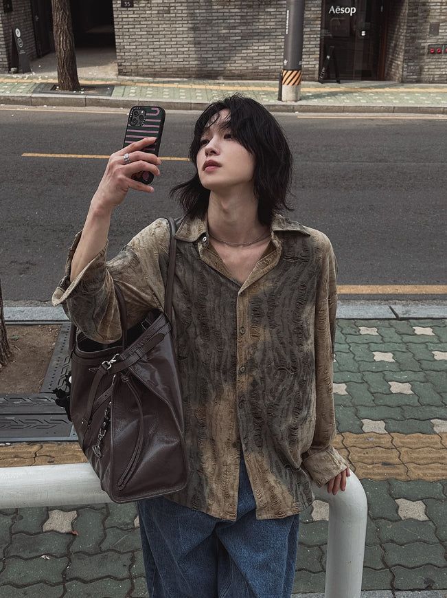 2PLAN（ツープラン）の「Nogsi grunge dyeing overfit shirt（Tops）」